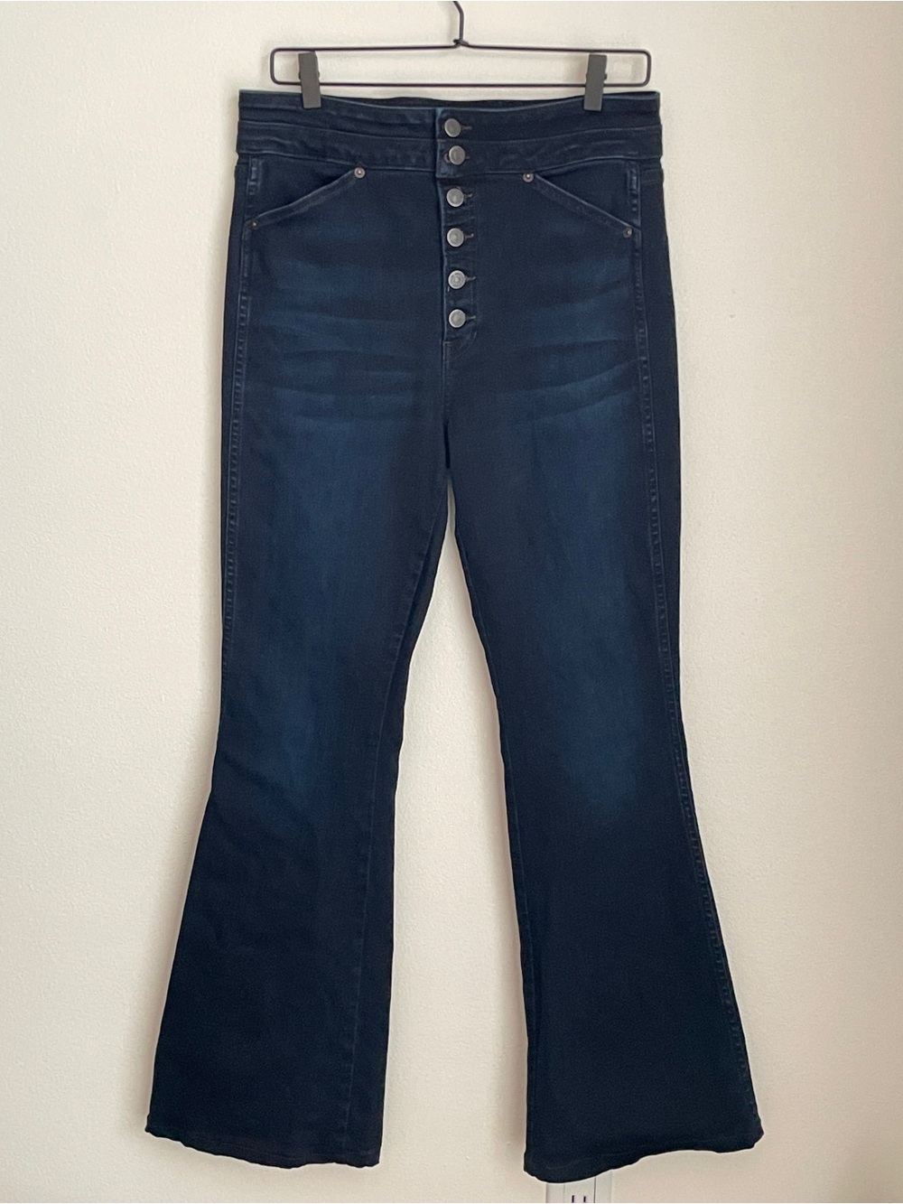 Veronica Beard Beverly Skinny Flare Jeans Size 31 Dark Wash High Rise Button Fly